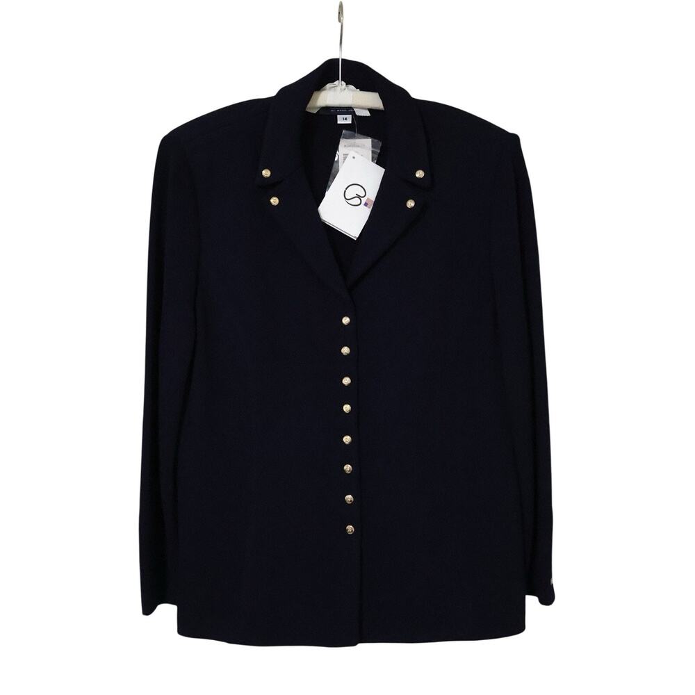 NWT St. John Collection Navy Santana Knit Wool Nautical Blazer Jacket 14 Formal